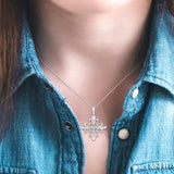 1/50 Ctw Fleur De Lis Round Cut Diamond Pendant With Chain in Sterling Silver