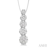 1 Ctw Journey Diamond Pendant in 14K White Gold with Chain