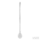 1/3 Ctw Pear Shape Dangler Lovebright Round Cut Diamond Earring in 14K White Gold