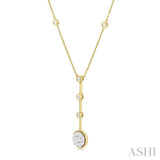 5/8 Ctw Circular Mount & Bar Extension Round Cut Diamond Lovebright Necklace in 14K Yellow and White Gold
