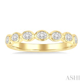 3/4 Ctw East-West Set Oval Cut Bezel Diamond Stackable Fashion Band in 14K Yellow Gold