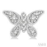 1/10 Ctw Petite Milgrain Butterfly Round Cut Diamond Fashion Stud Earring in 10K White Gold