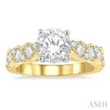 1/2 Ctw Circular Shape Scatter Baguette and Round Cut Diamond Semi-Mount Engagement Ring in 14K Yellow and White Gold