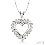1/2 Ctw Round Cut Diamond Heart Pendant in 14K White Gold with Chain