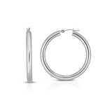 14K White Gold 4x30mm Hoop Earring