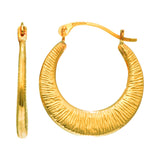 14K Yellow Gold Textured Back to Back Hoop Earring