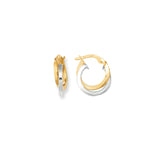 14K Yellow and White Gold Mini Polished Double Hoop Earring