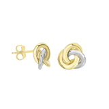 14K Yellow & White Gold Polished Love Knot Stud Earring
