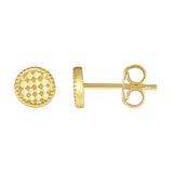 14K Yellow Gold Diamond Cut Circle Stud Earring