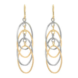 14K Yellow & White Gold Polished Interlocking Oval Dangle Earring