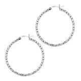 Sterling Silver 2x30MM Diamond Cut Hoop Earring