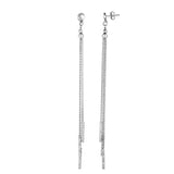 Sterling Silver Double Chain & Bar Long Dangle Earring