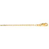 14K Yellow Gold 1.3mm Diamond Cut Cable 24 Chain with Lobster Lock