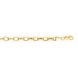 14K Yellow Gold 4.6mm Lite Oval Rolo 7 Chain Bracelet with Lobster Lock