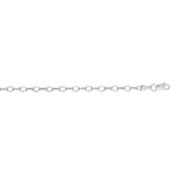 14K White Gold 3.2mm Lite Oval Rolo 7 Chain Bracelet with Lobster Lock