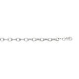 14K White Gold 4.6mm Lite Oval Rolo 7 Chain Bracelet with Lobster Lock