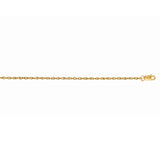 14K Yellow Gold 1.0mm Machine Rope 18 Chain (Carded) with Lobster Lock
