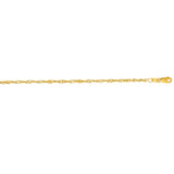 14K Yellow Gold 2.1mm Singapore 10 Chain Anklet with Lobster Lock