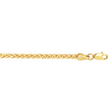 14K Yellow Gold 24 2.7mm Diamond Cut Lite Round Wheat Chain with Lobster Lock