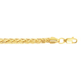 14K Yellow Gold 20 4.1mm Diamond Cut Lite Round Wheat Chain with Lobster Lock