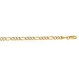 14K Yellow Gold 3.65mm White Pave Figaro 18 Chain with Lobster Lock