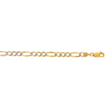 14K Yellow Gold 4.75mm White Pave Figaro 20 Chain with Lobster Lock