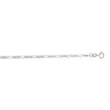 14K White Gold 1.9mm Figaro 24 Chain with Spring Ring