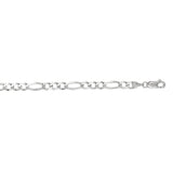14K White Gold 4.6mm Figaro 8 Chain Bracelet with Lobster Lock