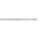 14K White Gold 3.6mm Comfort Curb 7 Chain Bracelet with Lobster Lock