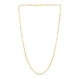 14K Yellow Gold 2.6mm White Pave Curb 20 Chain with Lobster Lock