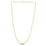 14K Yellow Gold 3.2mm White Pave Curb 20 Chain with Lobster Lock