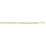 14K Yellow Gold 7mm White Pave Curb 8.5 Chain Bracelet with Lobster Lock