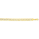 14K Yellow Gold 8.3mm White Pave Curb 8.5 Chain Bracelet with Lobster Lock