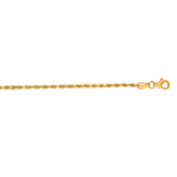 14K Yellow Gold 22 2mm Diamond Cut Royal Rope Chain with Lobster Lock