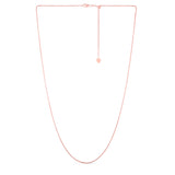 14K Rose Gold 1mm Adjustable Wheat 22 Chain with Lobster Lock