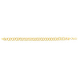 14K Yellow Gold 7mm Medium Double Link 7 Charm Bracelet with Lobster Lock