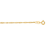 10K Yellow Gold 1.5mm Singapore 18 Chain with Spring Ring Clasp