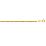 10K Yellow Gold 1.5mm Diamond Cut Lite Rope 20 Chain with Lobster Lock
