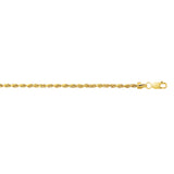 10K Yellow Gold 2.0mm Diamond Cut Lite Rope 18 Chain with Lobster Lock