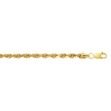 10K Yellow Gold 4.0mm Diamond Cut Lite Rope 20 Chain with Lobster Lock