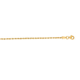 10K Yellow Gold 1.8mm Solid Diamond Cut Royal Rope 7 Chain Bracelet with Lobster Lock