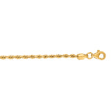 10K Yellow Gold 2mm Solid Diamond Cut Royal Rope 16 Chain with Lobster Lock