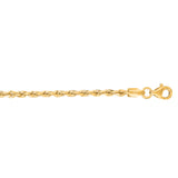 10K Yellow Gold 2.5mm Solid Diamond Cut Royal Rope 22 Chain with Lobster Lock