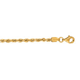 10K Yellow Gold 2.75mm Solid Diamond Cut Royal Rope 7 Chain Bracelet with Lobster Lock