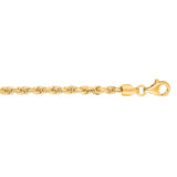 10K Yellow Gold 3.0mm Solid Diamond Cut Royal Rope 24 Chain with Lobster Lock