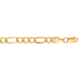 10K Yellow Gold 4.7mm Lite Figaro 7 Chain Bracelet with Lobster Lock
