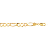 10K Yellow Gold 7.9mm Figaro 8.5 Chain Bracelet with Lobster Lock