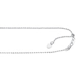 10K White Gold 0.95mm Adjustable (adjusts up to 22 inches) Rope 22 Chain with Lobster Lock