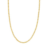 14K Yellow Gold 2.2mm Oval Mirror Link 16 Chain with Lobster Lock