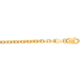 14K Yellow Gold 2.6mm 18 Diamond Cut  Classic Cable Chain with Lobster Clasp